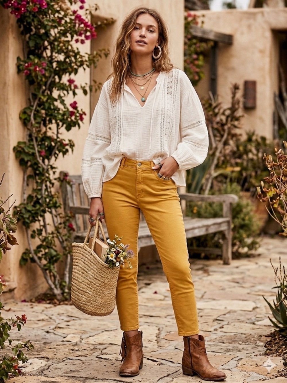 A.n.a  Mustard Cropped High-Rise skinny ankle Jeans